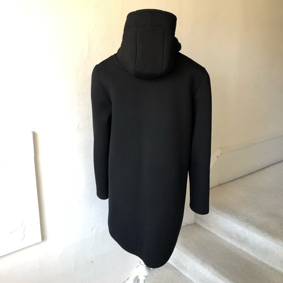 New Collection Italian Black Viscose Neoprene Button Front Coat EUC One Size - Picture 3 of 9